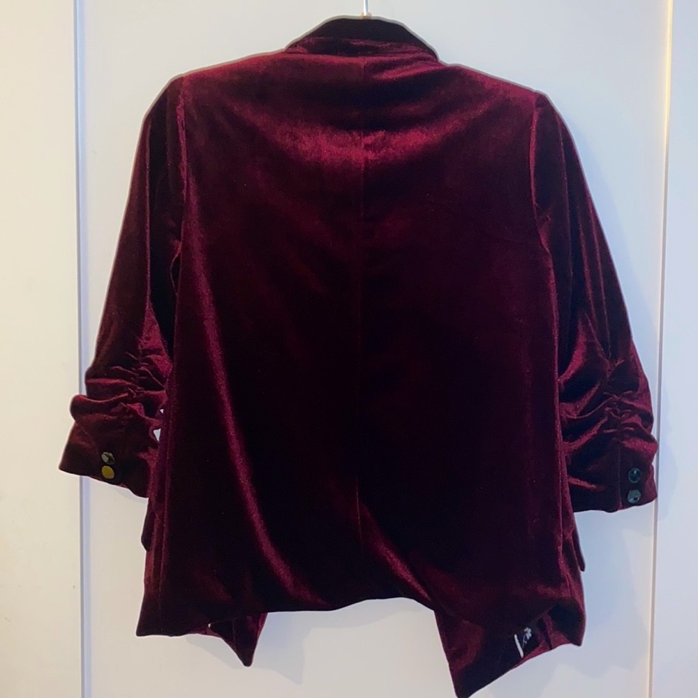 Dark Red Velvet Blazer - Picture 6 of 7